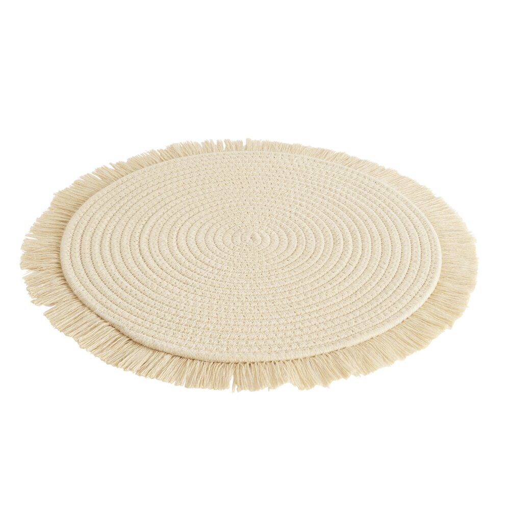Set de table rond polycoton et frange Ø42cm (3 modèles)