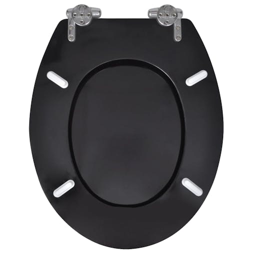 NNEVL Toilet Seats with Soft Close Lids 2 pcs MDF Black