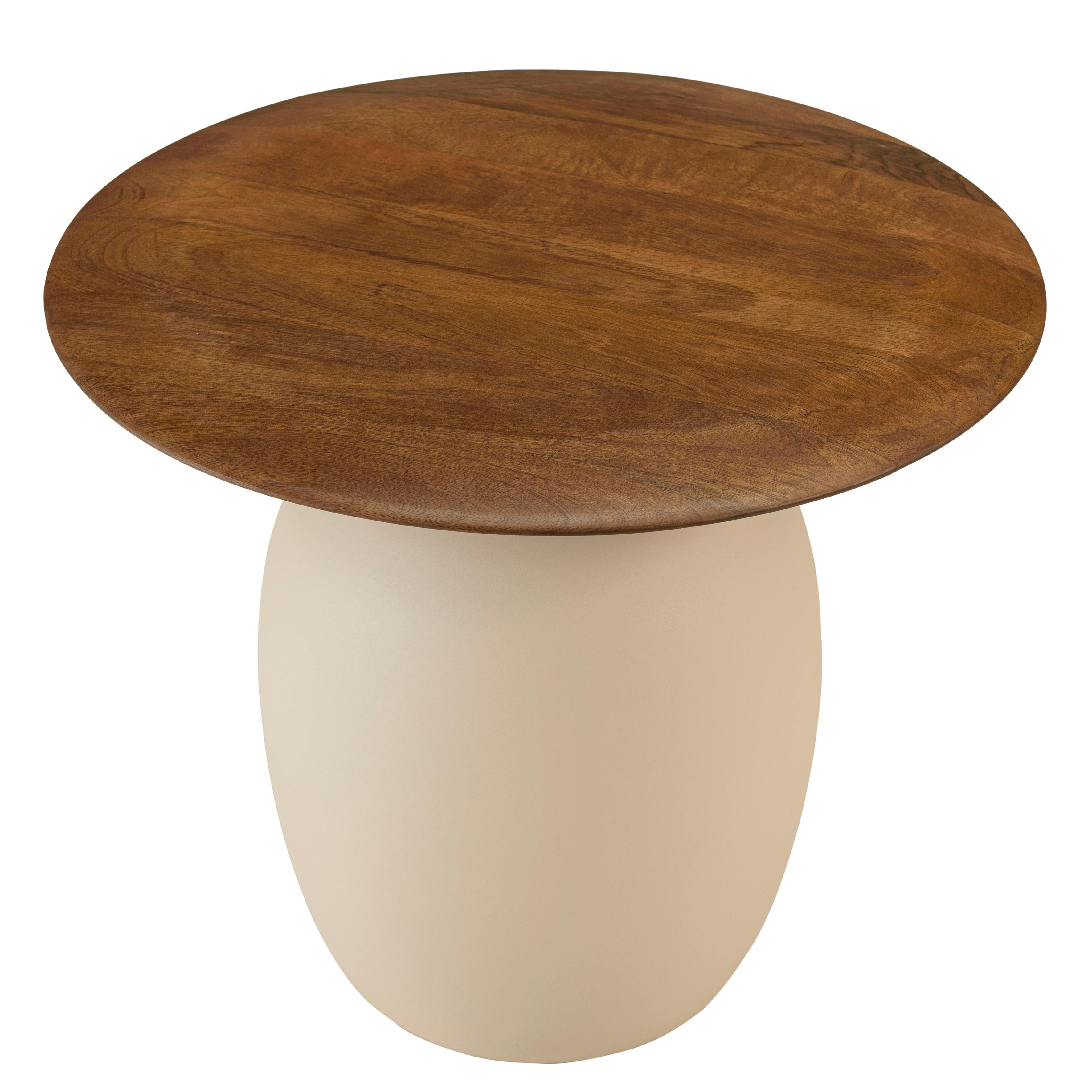 Table d'appoint 48 cm plateau en manguier pied ivoire TOSCA