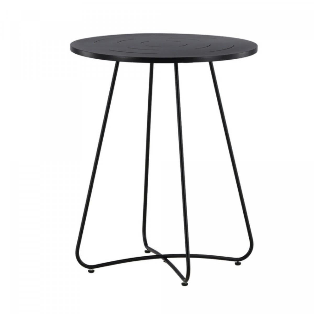 COLOMBES - Table de jardin ronde en métal noir 60cm