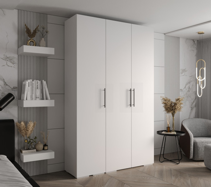 Szafa ubraniowa Garderoba INOVA 3 1,5SZ biały czarny