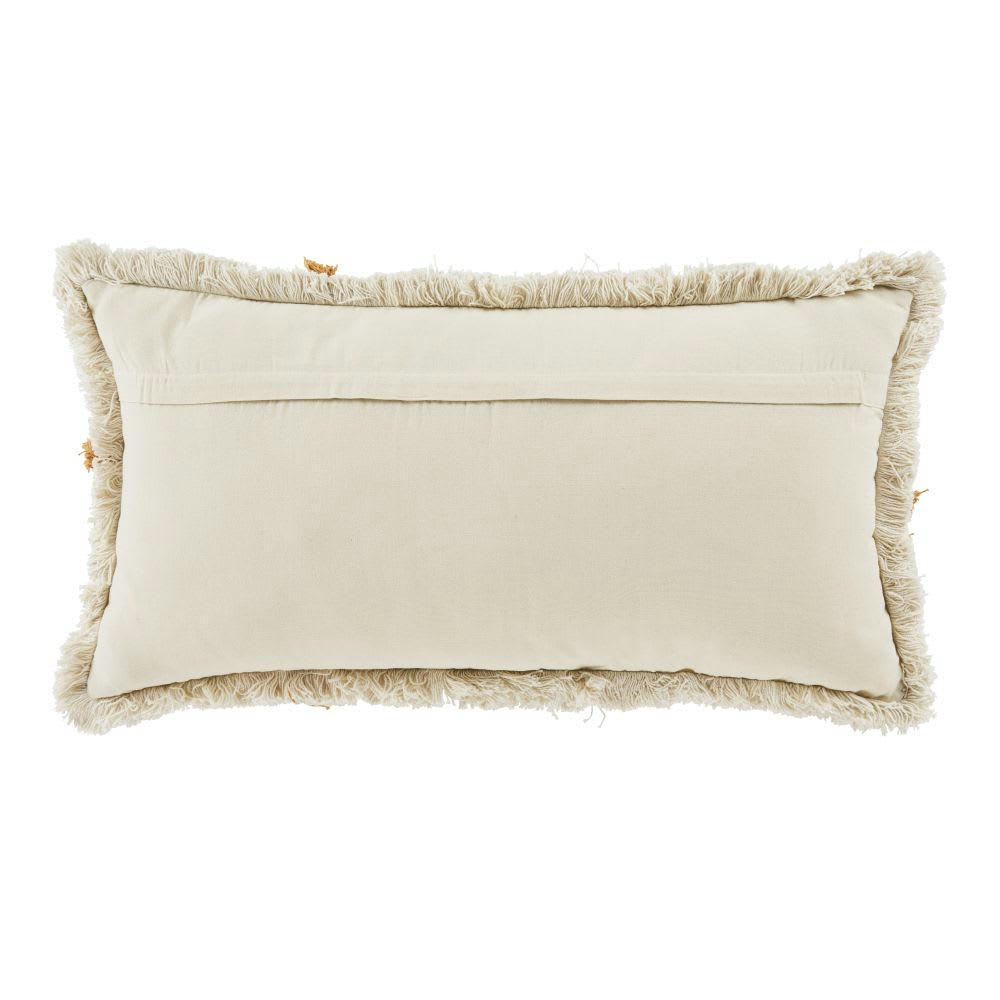 LIZENE - Coussin en coton beige, écru et orange 40x75