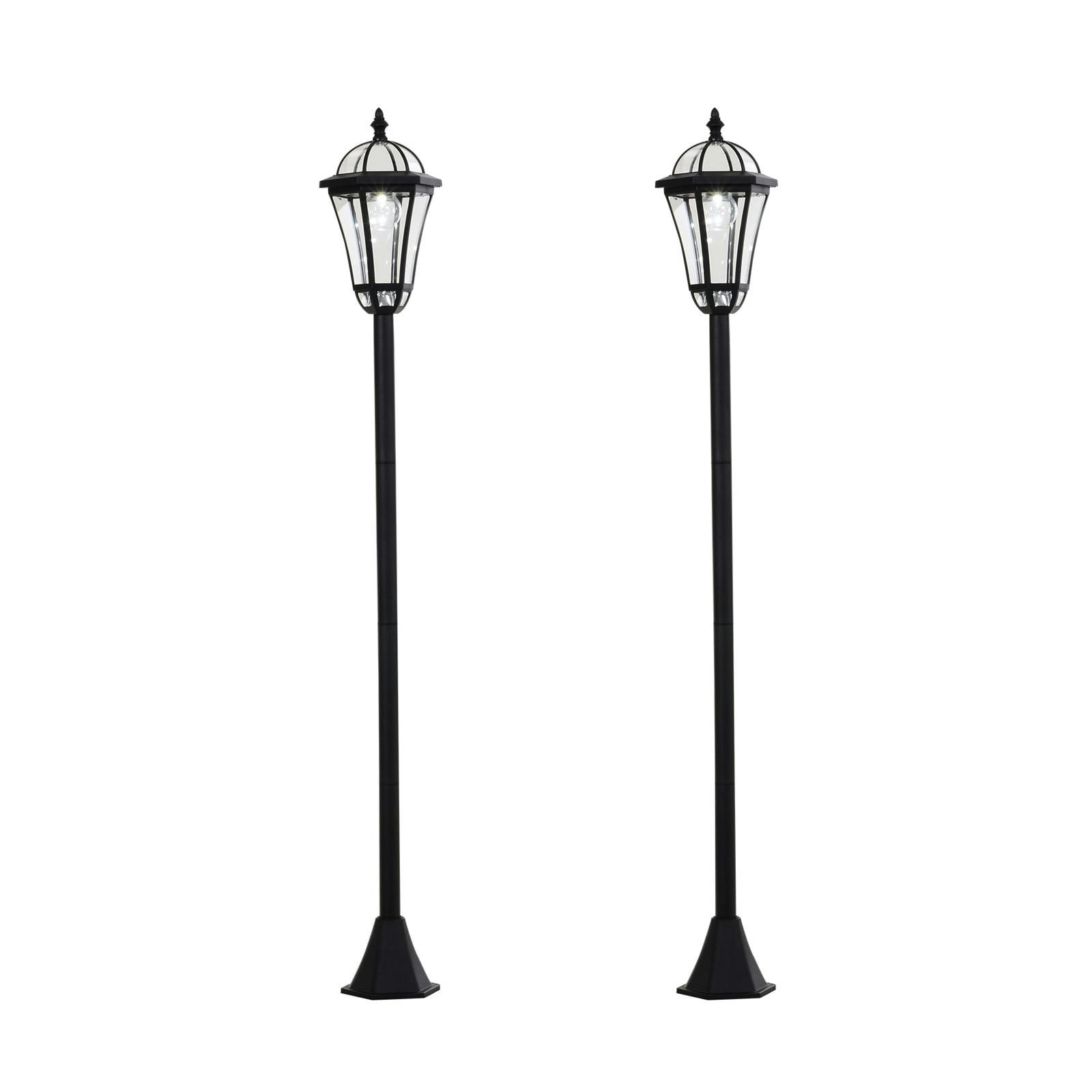 - Lot de 2 lampadaires extérieurs solaires 15 Lm Ø 18,5 x 129H cm noir