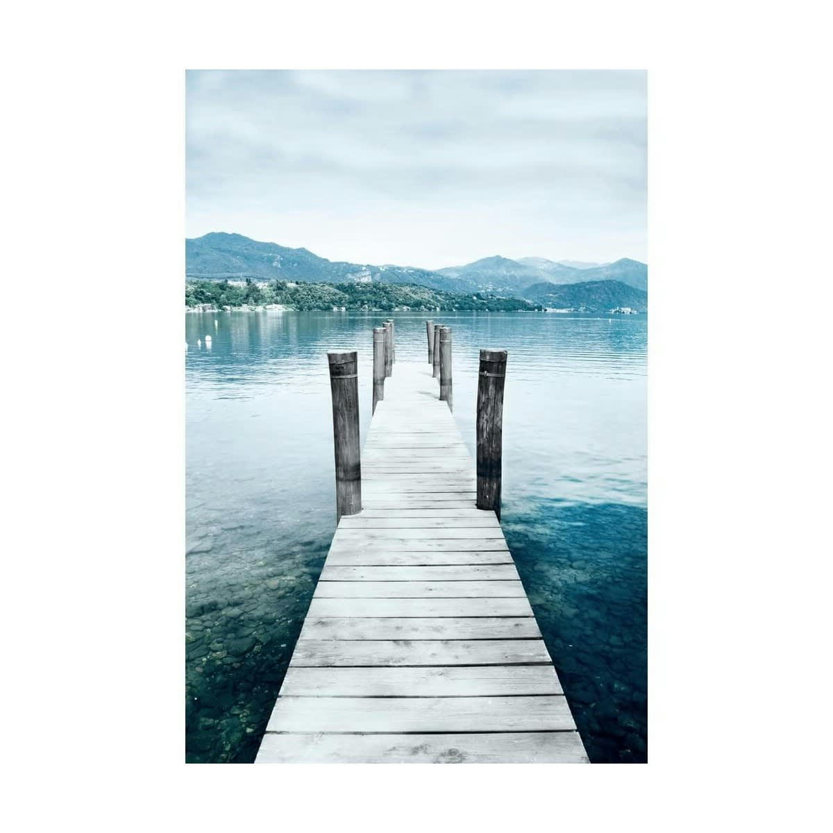 PONTON - Tableau sur toile ponton et montagne 45x65cm