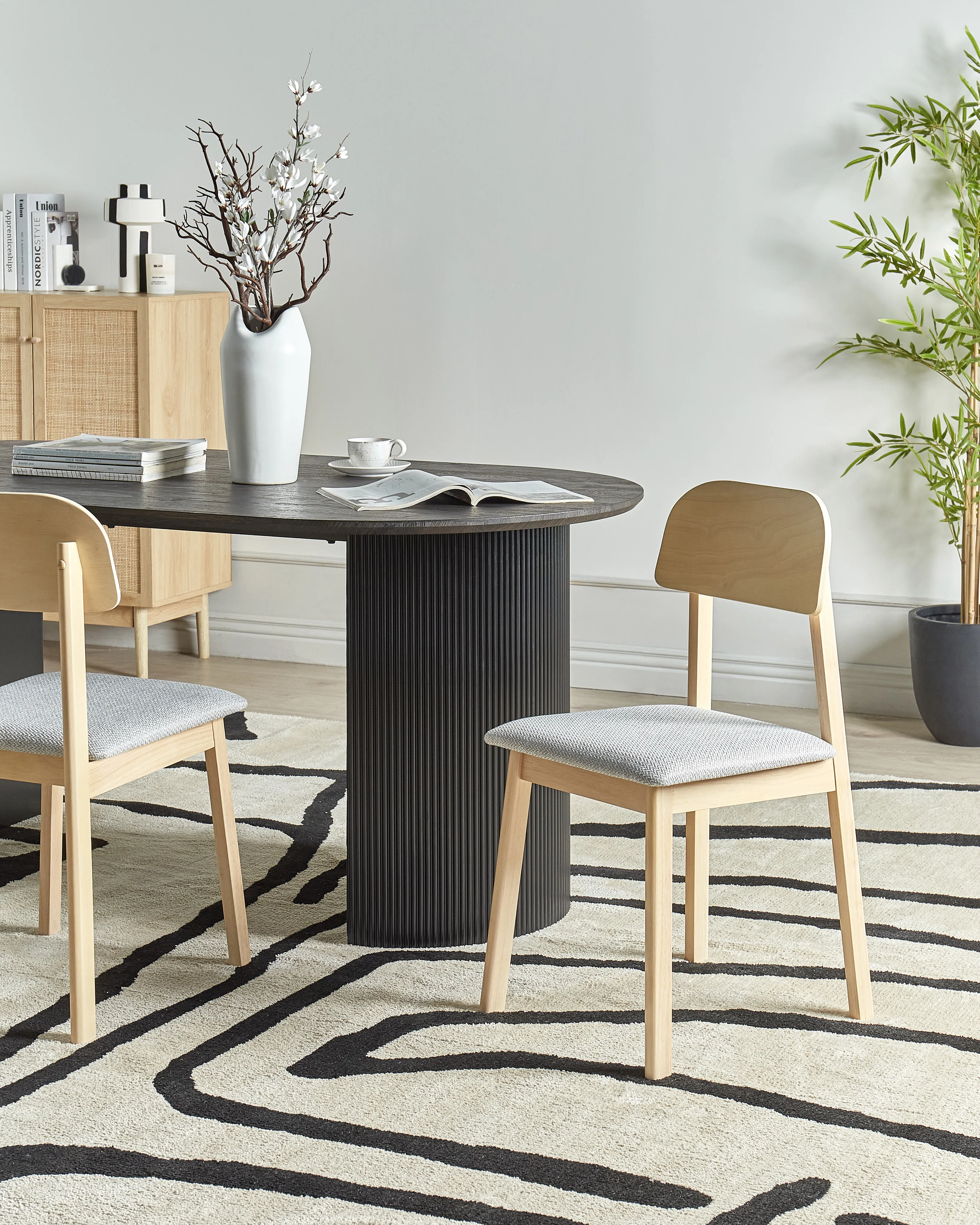 Set of 2 Dining Chairs SCANDIA Wood Light Grey