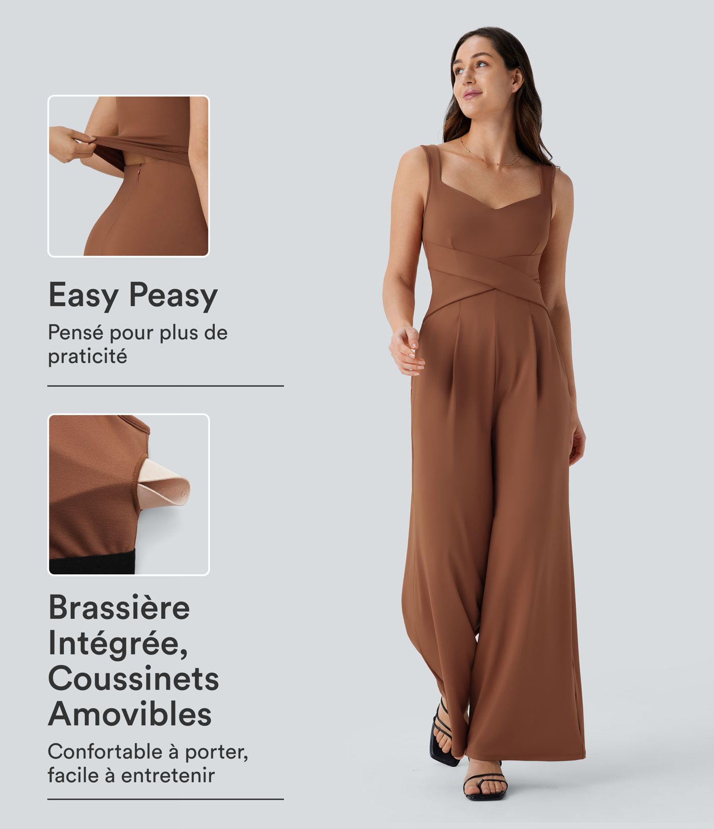 Combinaison casual sans manches dos U avec poches - Édition Easy Peasy
