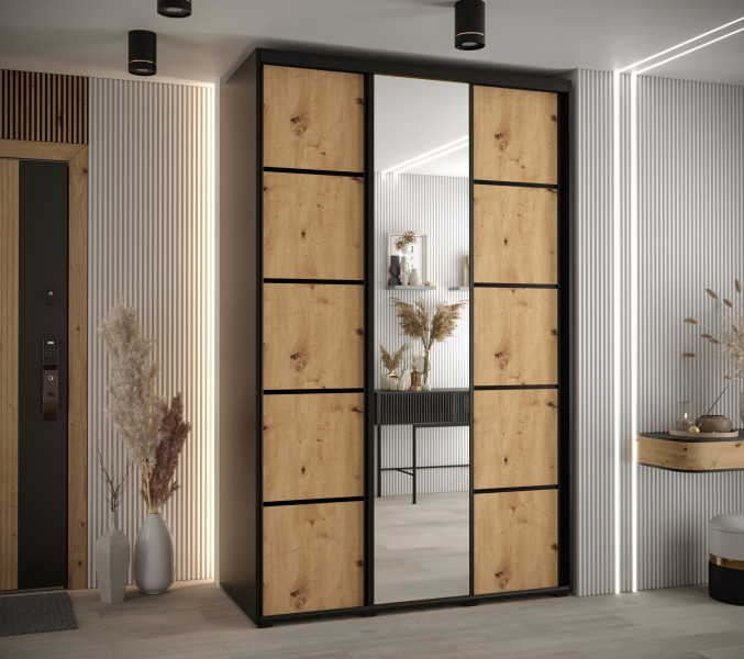 Szafa przesuwna 60 wysoka Davos 5 150 czarny artisan czarny