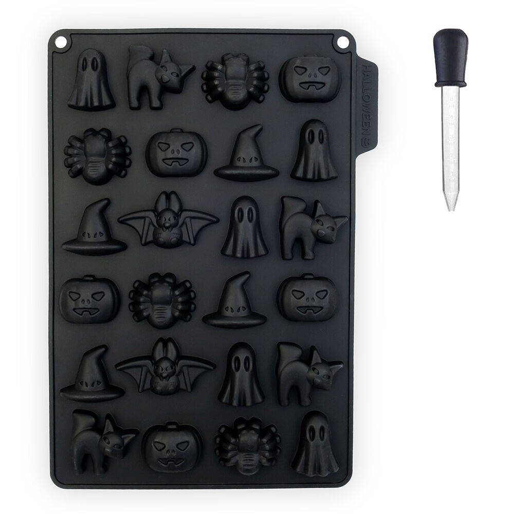 Moule à bonbons et pipette Halloween noir