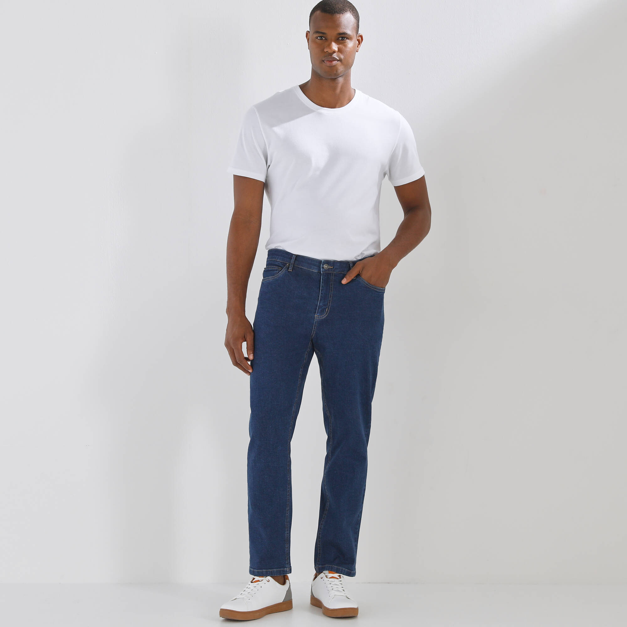 Jean droit ceinture élastiquée invisible - L30