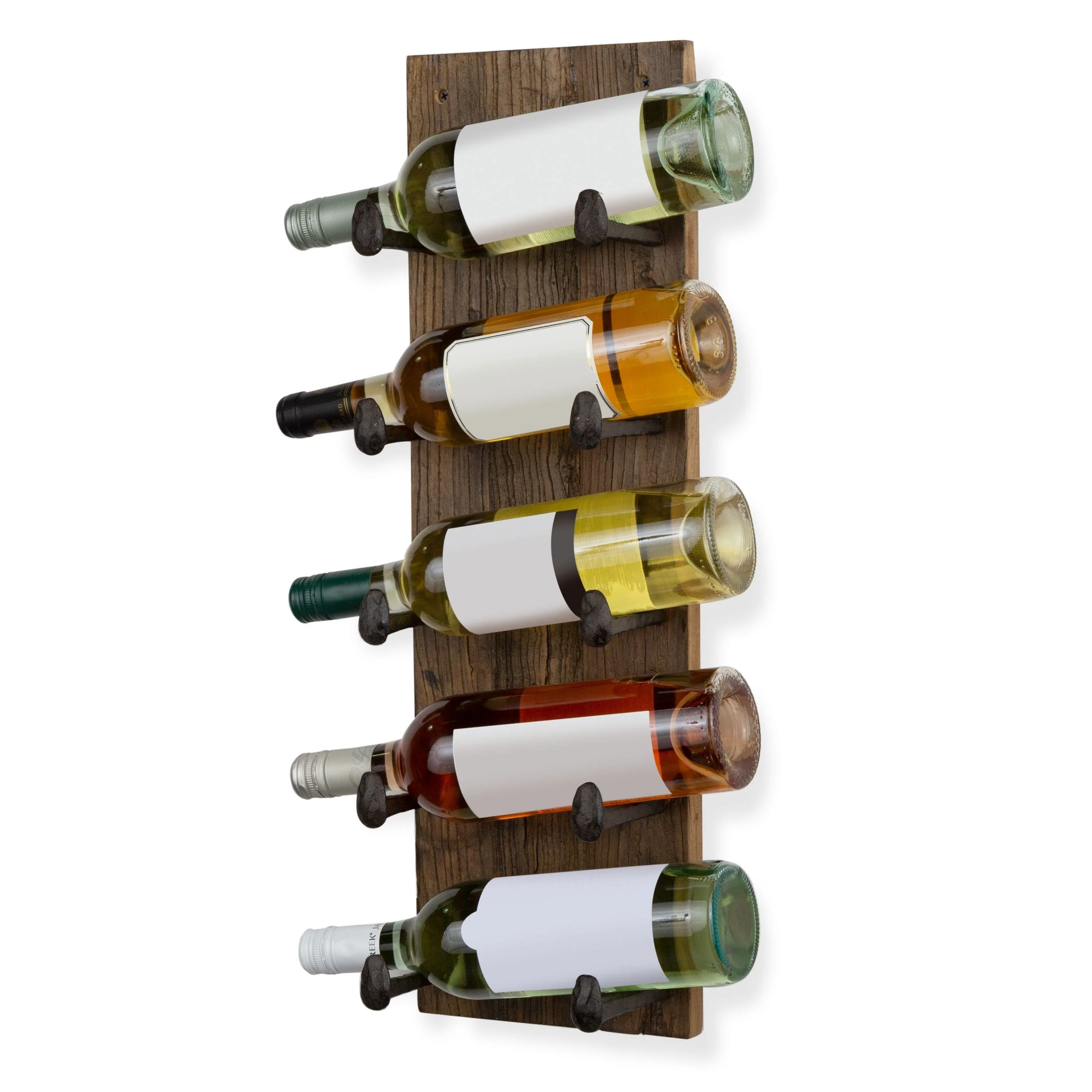 Rustic State 5 Bottle Wood Wall Mounted Wine Bottle Rack in Walnut