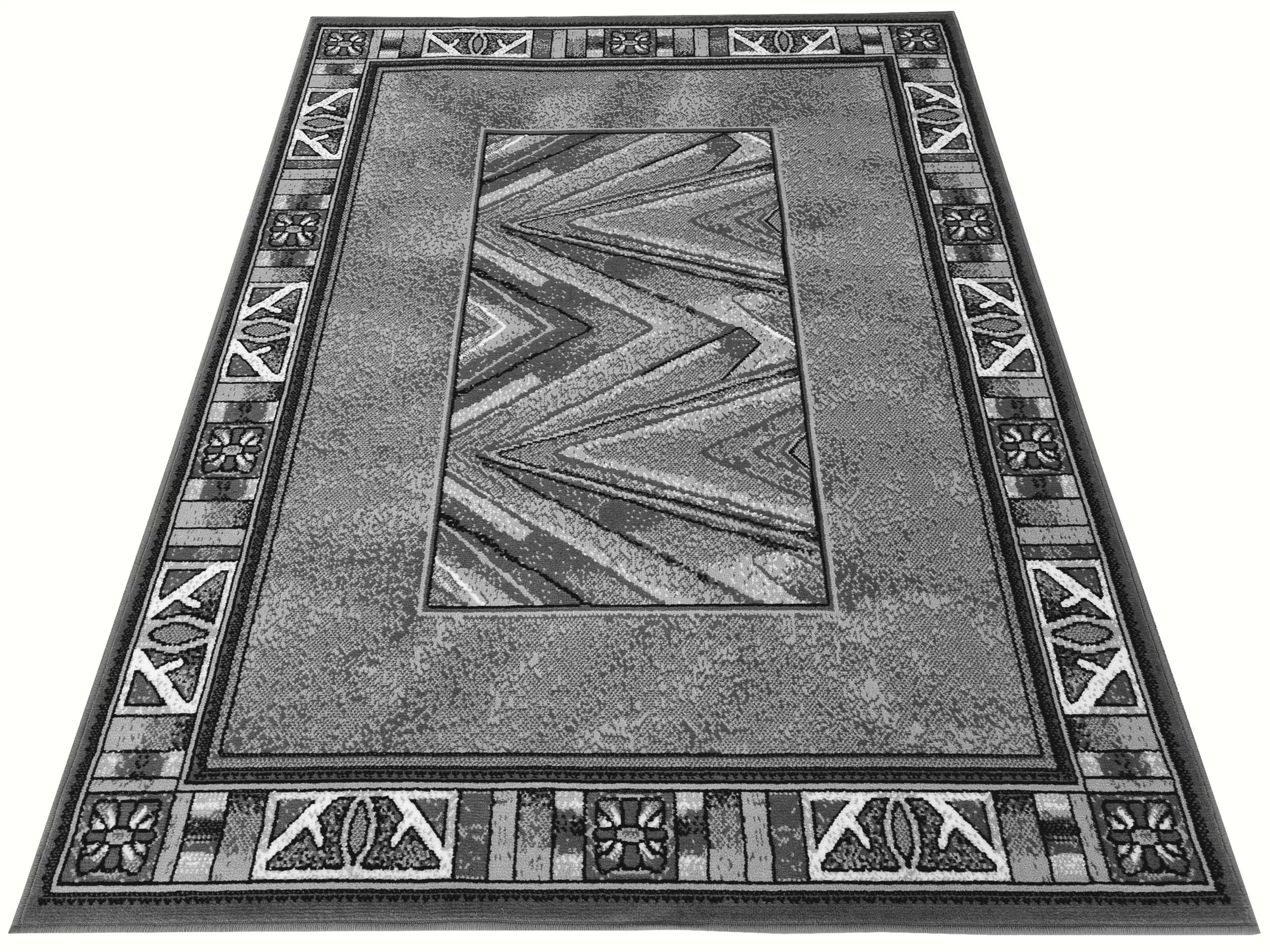 Dywan klasyczny szary do salonu pokoju 280 - 70x130 cm - modny solidny