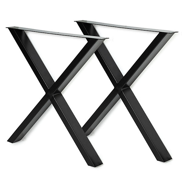 Lot de 2 pieds de table forme X 72x73 cm noir design industriel