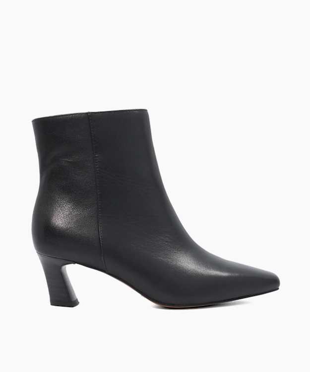Overly Black - Leather Heeled Ankle Boots