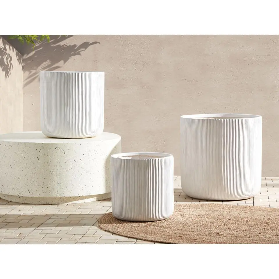 OREOI - Bloempot - Wit - 55 x 55 x 55 cm - Kleivezel