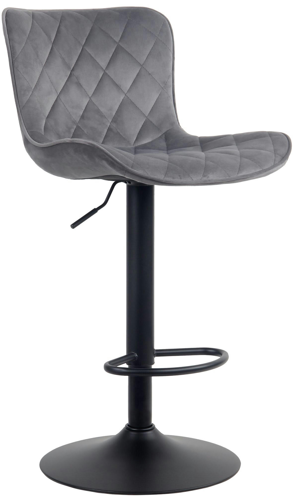 EMMA - Tabouret de bar ajustable pivotant velours Gris foncé