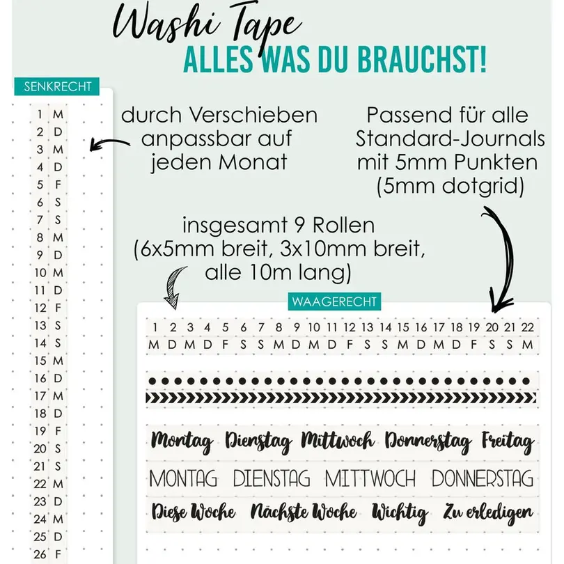 Klebeband 9er-Set Bullet Journal