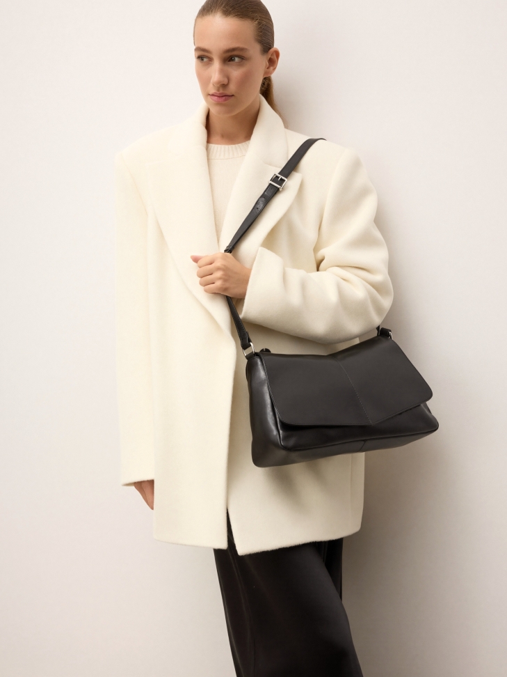 Black handbag with strap