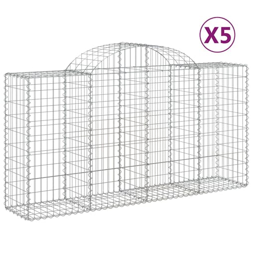 NNEVL Arched Gabion Baskets 5 pcs 200x50x100/120 cm Galvanised Iron