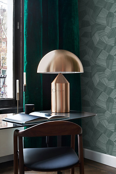 Origin Wallcoverings papier peint graphique 3D vert pétrole 53 cm x 10.05 m