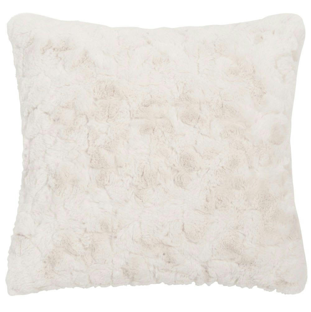 ANASTASIE - Coussin imitation fourrure blanche 45x45