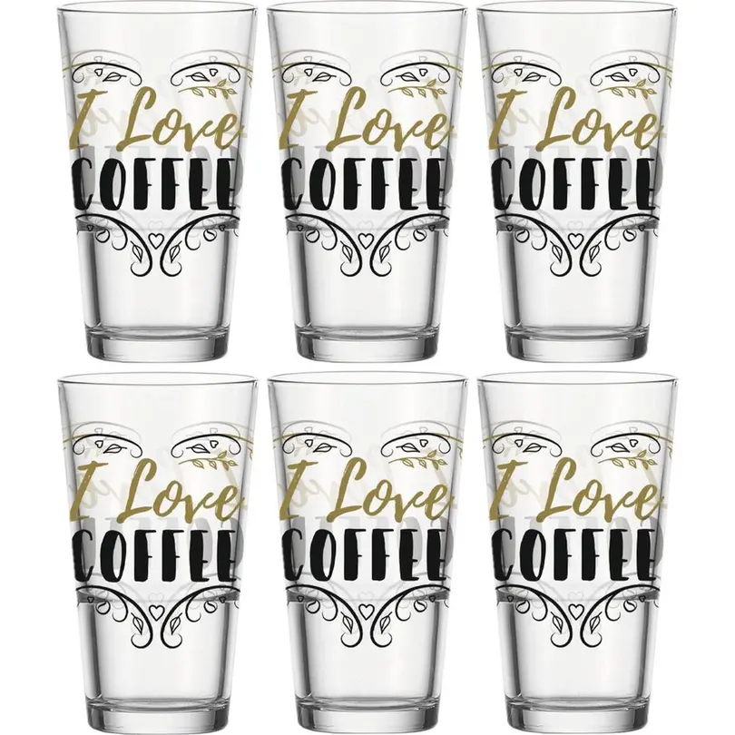 Latte Macchiato Glas 6er-Set I Love Coffee