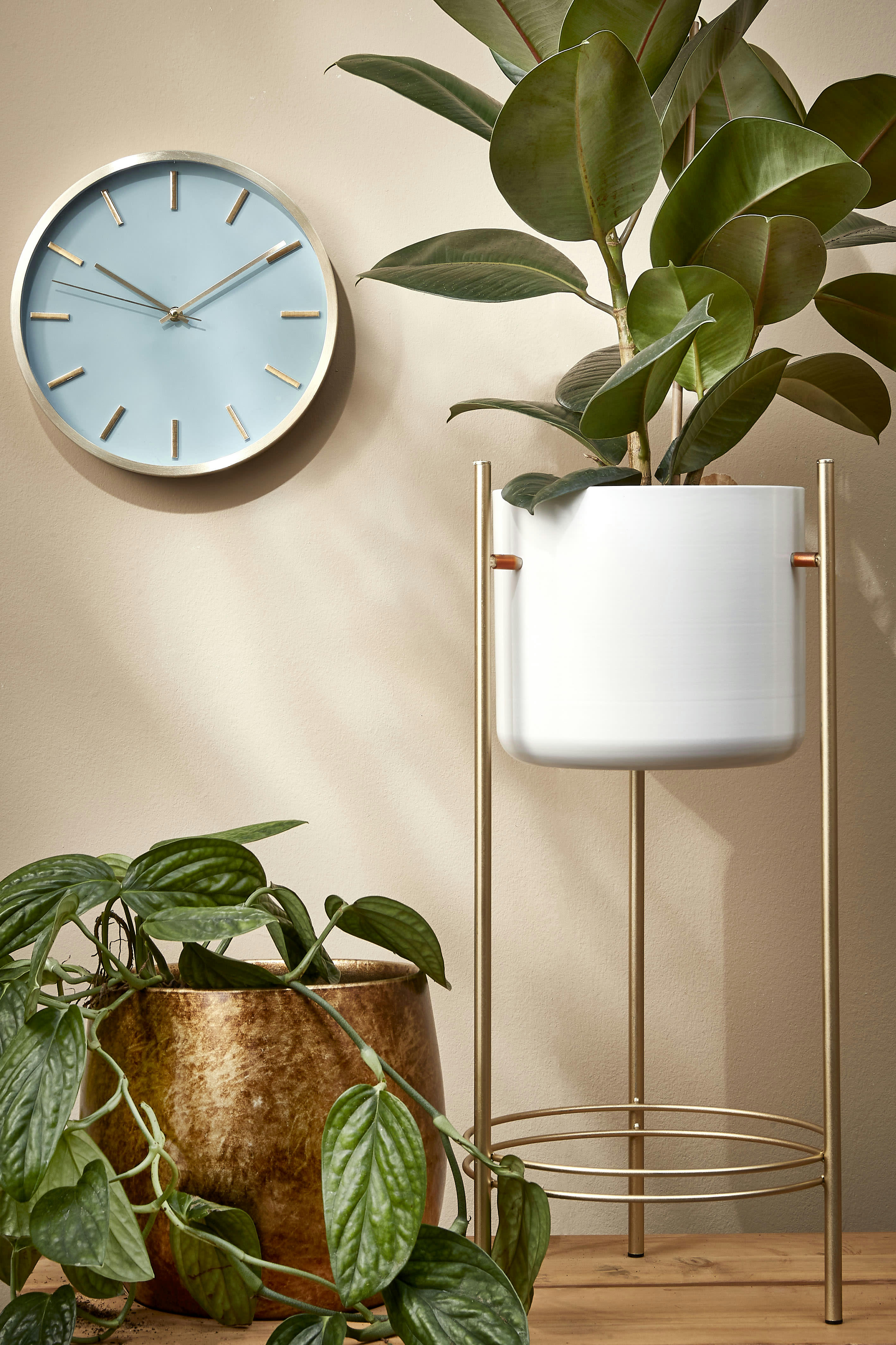 SVERRE - Cache-pot en métal blanc et doré H66