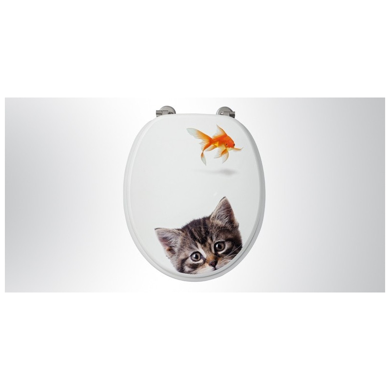 Abattant de toilette Poisson Chat décor en MDF ALLIBERT