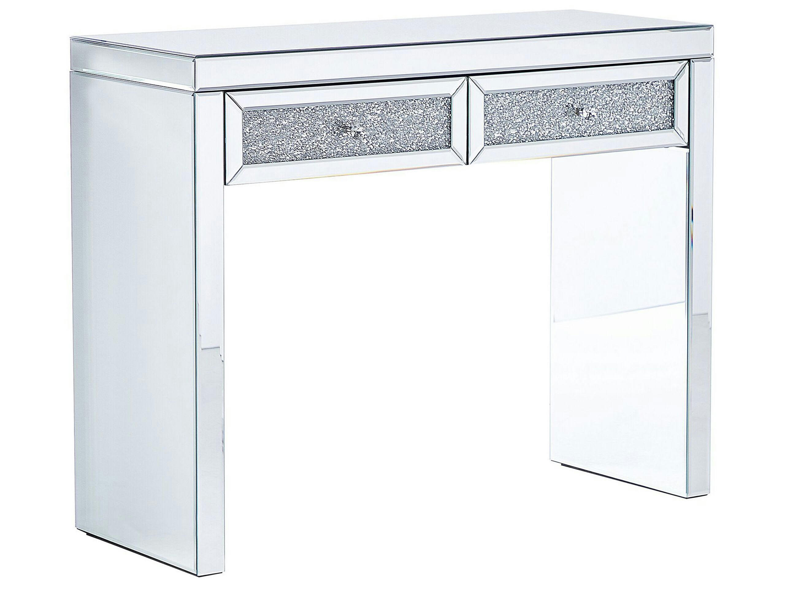 TILLY - Console effet diamants broyés miroir 2 tiroirs