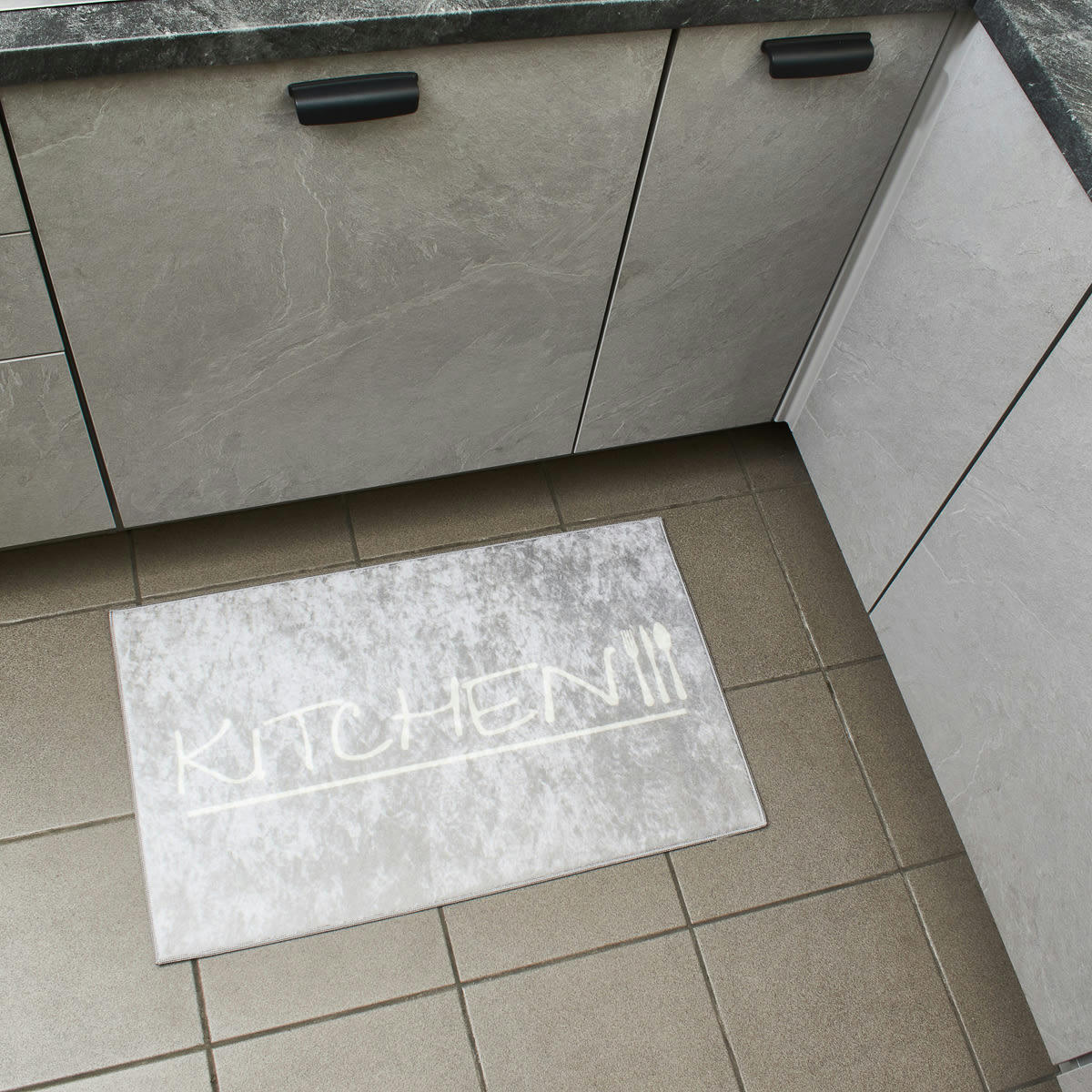 KITCHEN - Tapis de cuisine gris motif kitchen 50x80