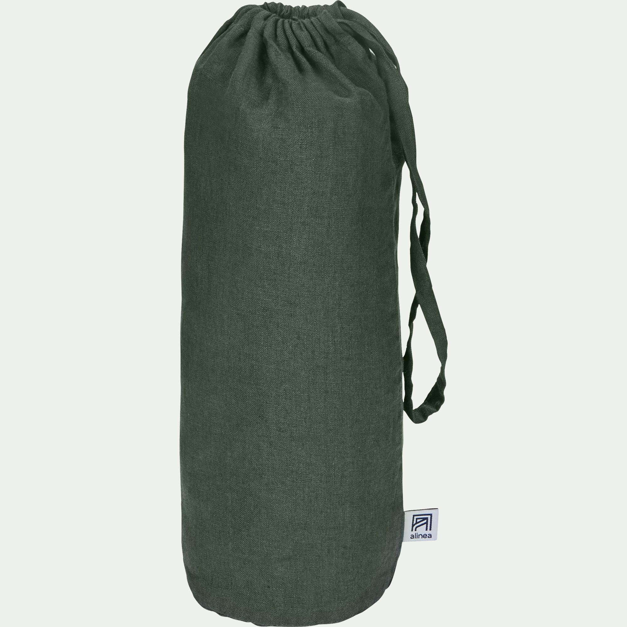 VENCE - Drap housse en lin lavé 140x200cm B28cm - vert cèdre