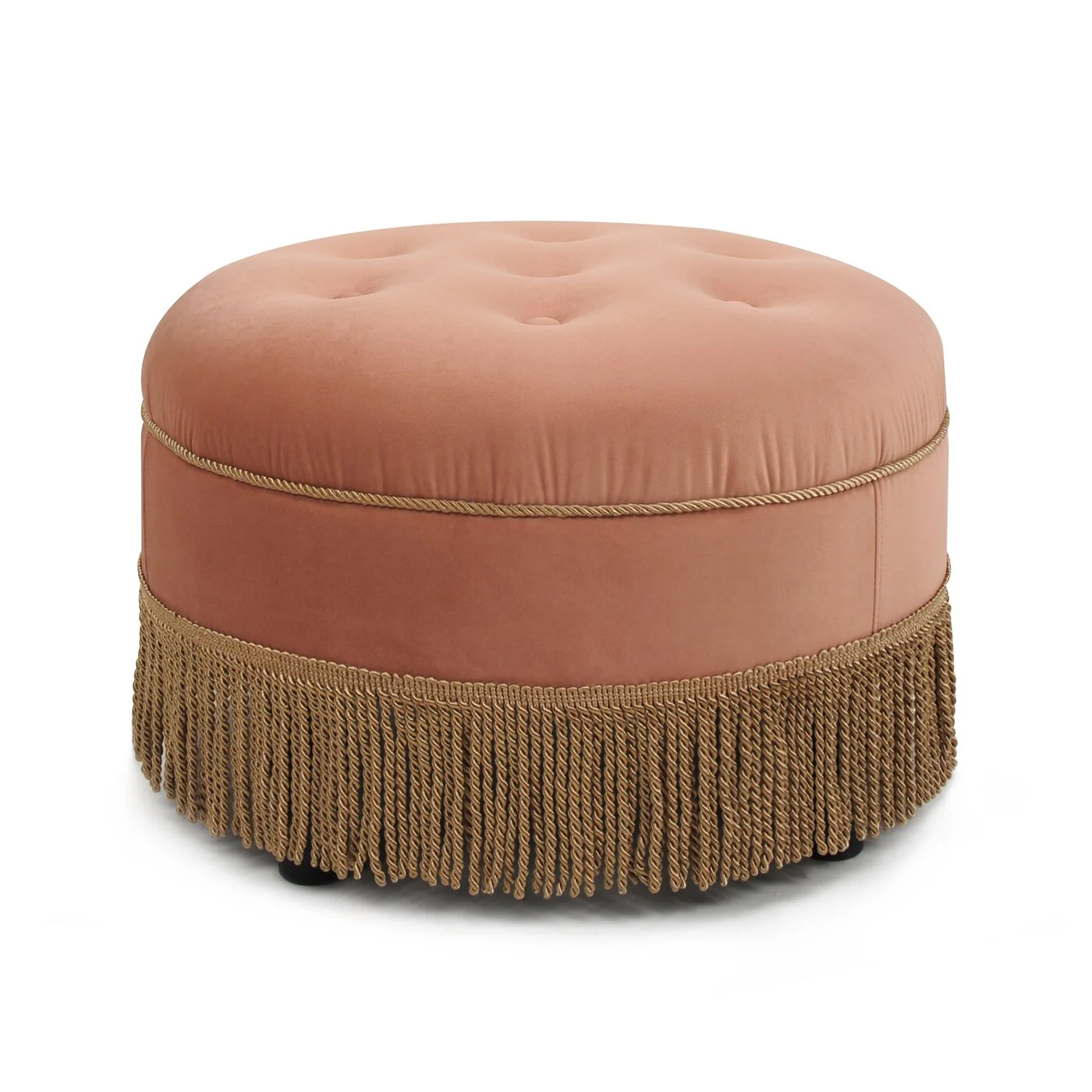 Yaris Upholstered Round Accent Ottoman