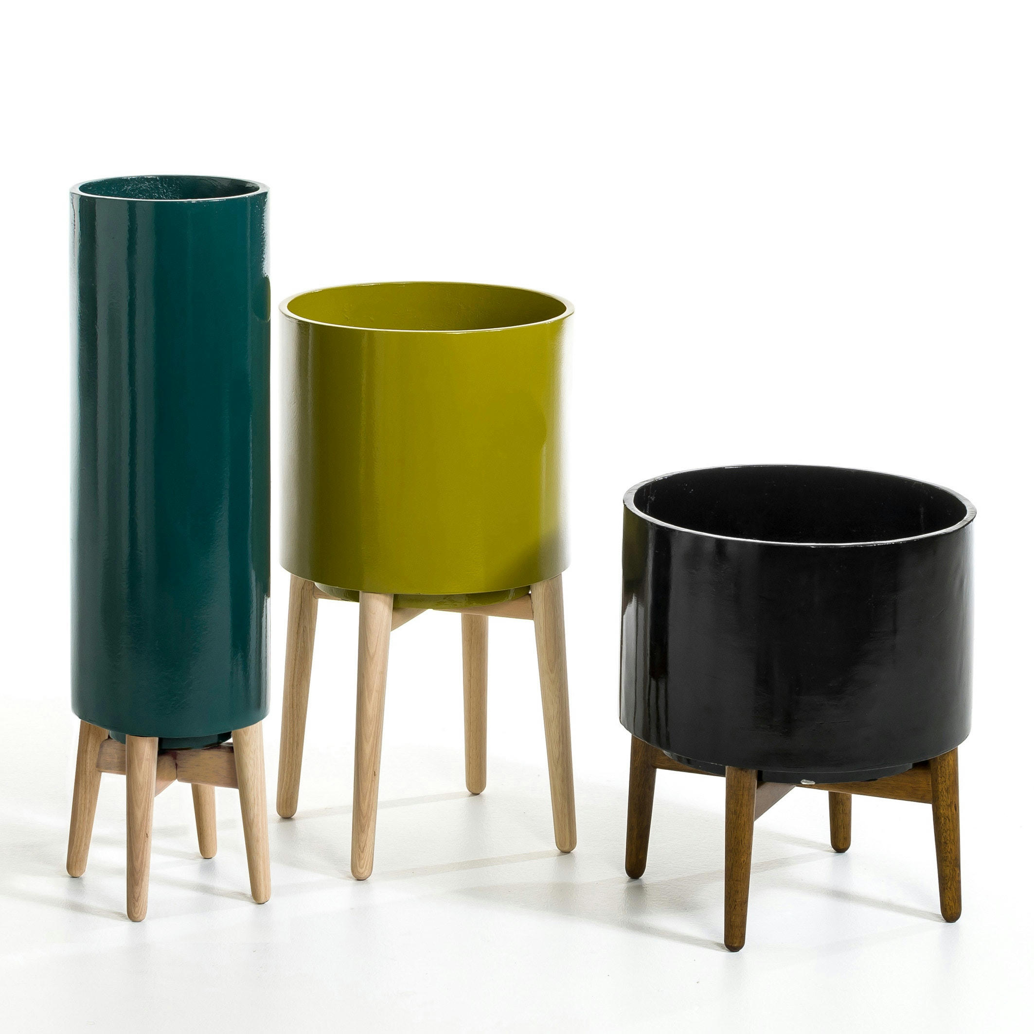 Cache-pot sur pied en hévéa H70cm, Florian