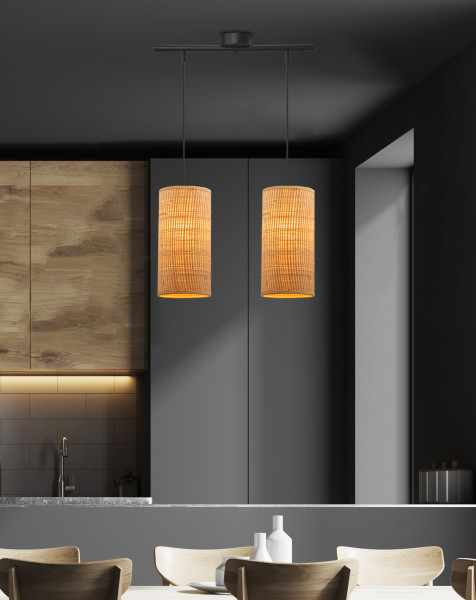 Lampa wisząca czarno-beżowa Fleri 2xE27x60W wym: 130x45x12 cm Candellux