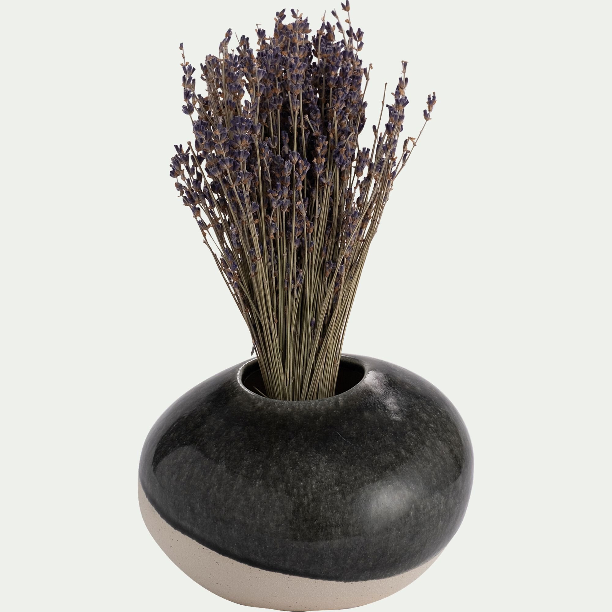 DINAN - Vase boule en grès H12cm - gris
