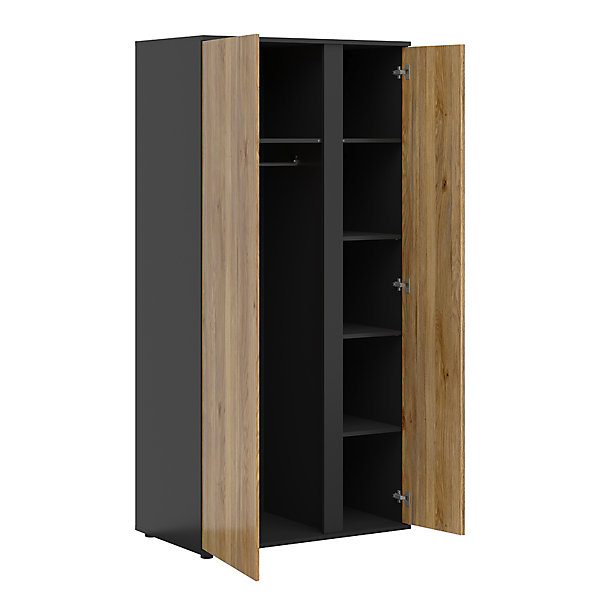 Armoire 2 portes Pia Noir et Bois