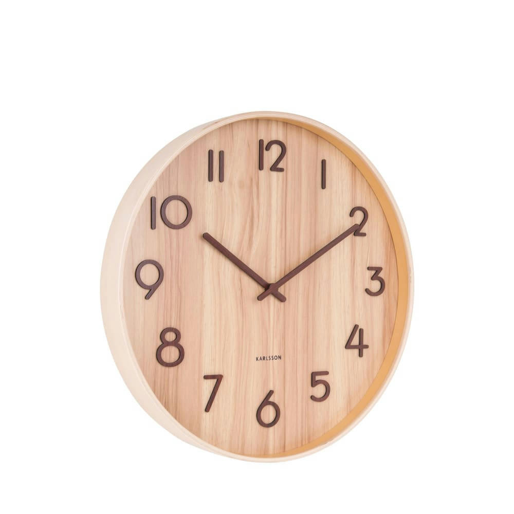PURE - Horloge murale ronde en bois D60cm bois clair