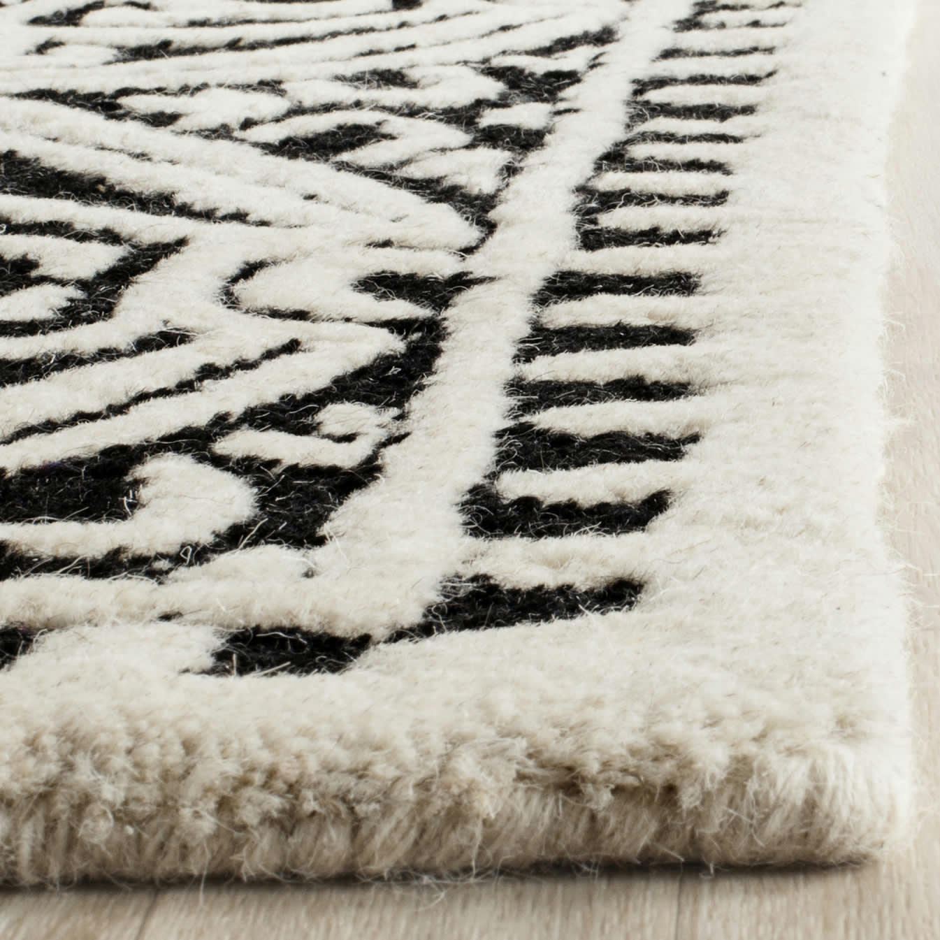 CAMBRIDGE - Tapis de salon interieur en noir & ivoire, 152 x 244 cm