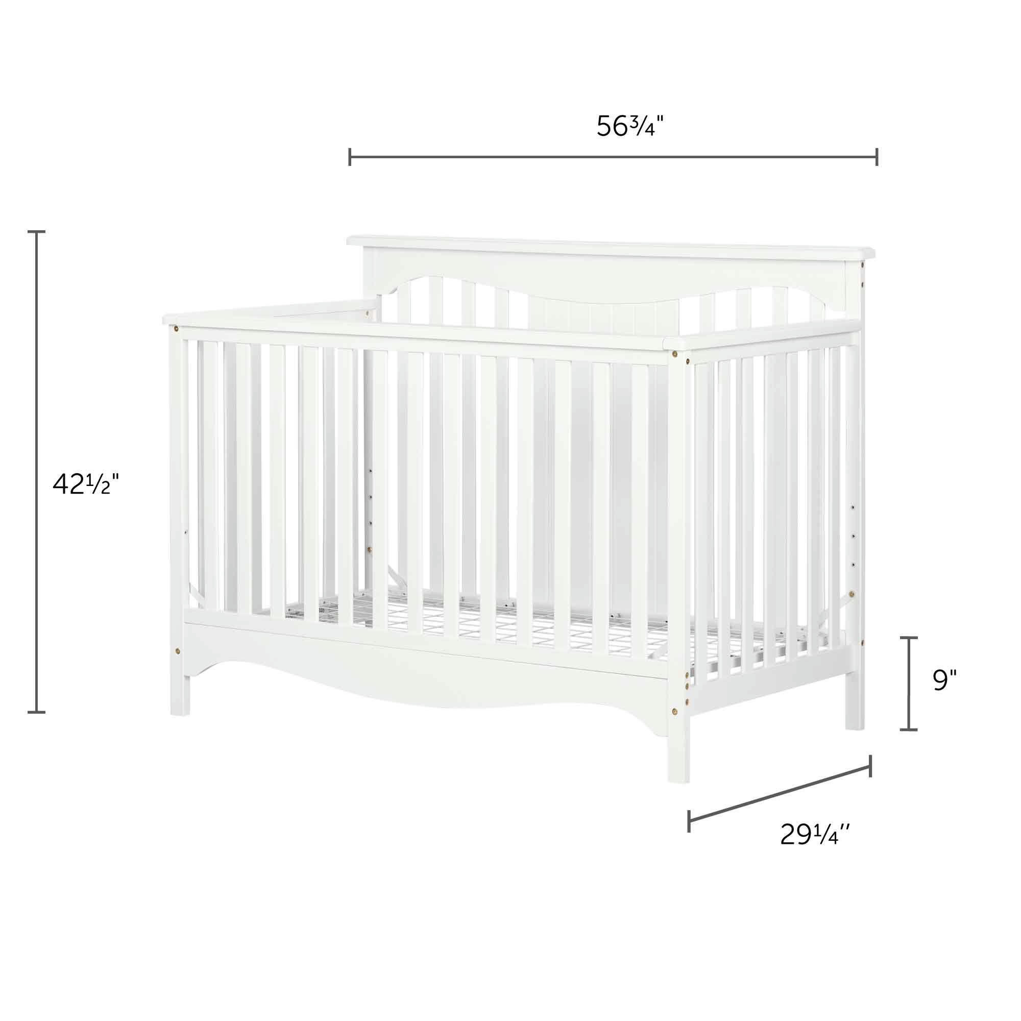 Savannah Baby Crib 4 Heights with Toddler Rail, Pure White