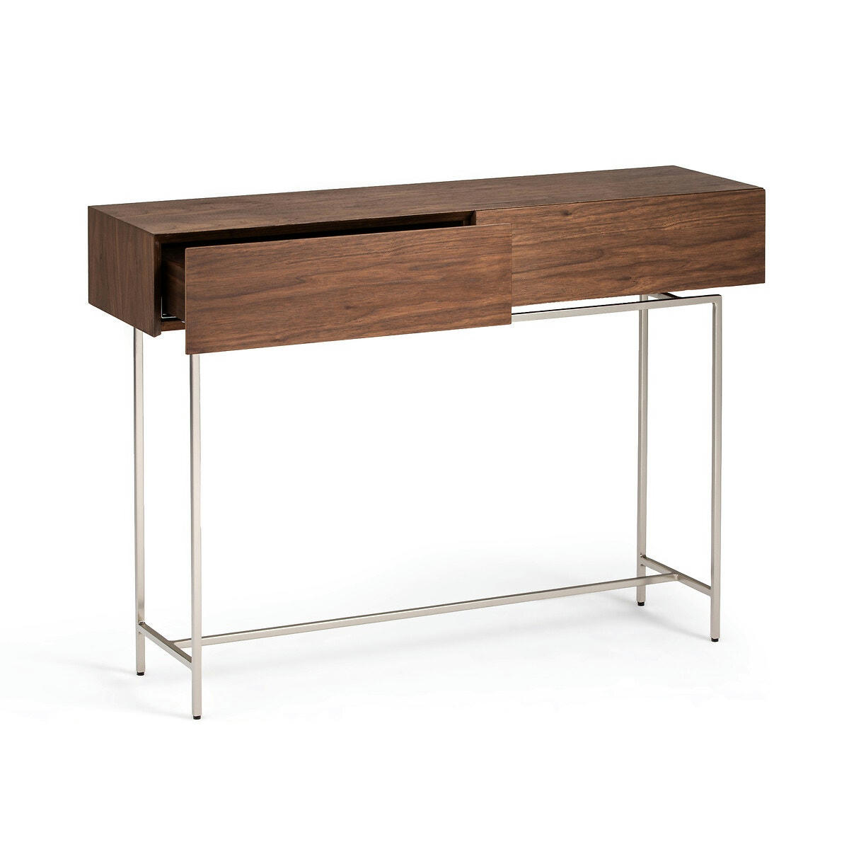 Console noyer, 2 tiroirs, Oreko