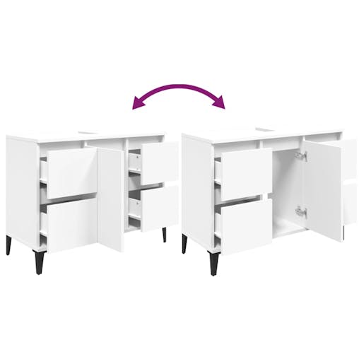 NNEVL Sink Cabinet White 80x33x60 cm Engineered Wood