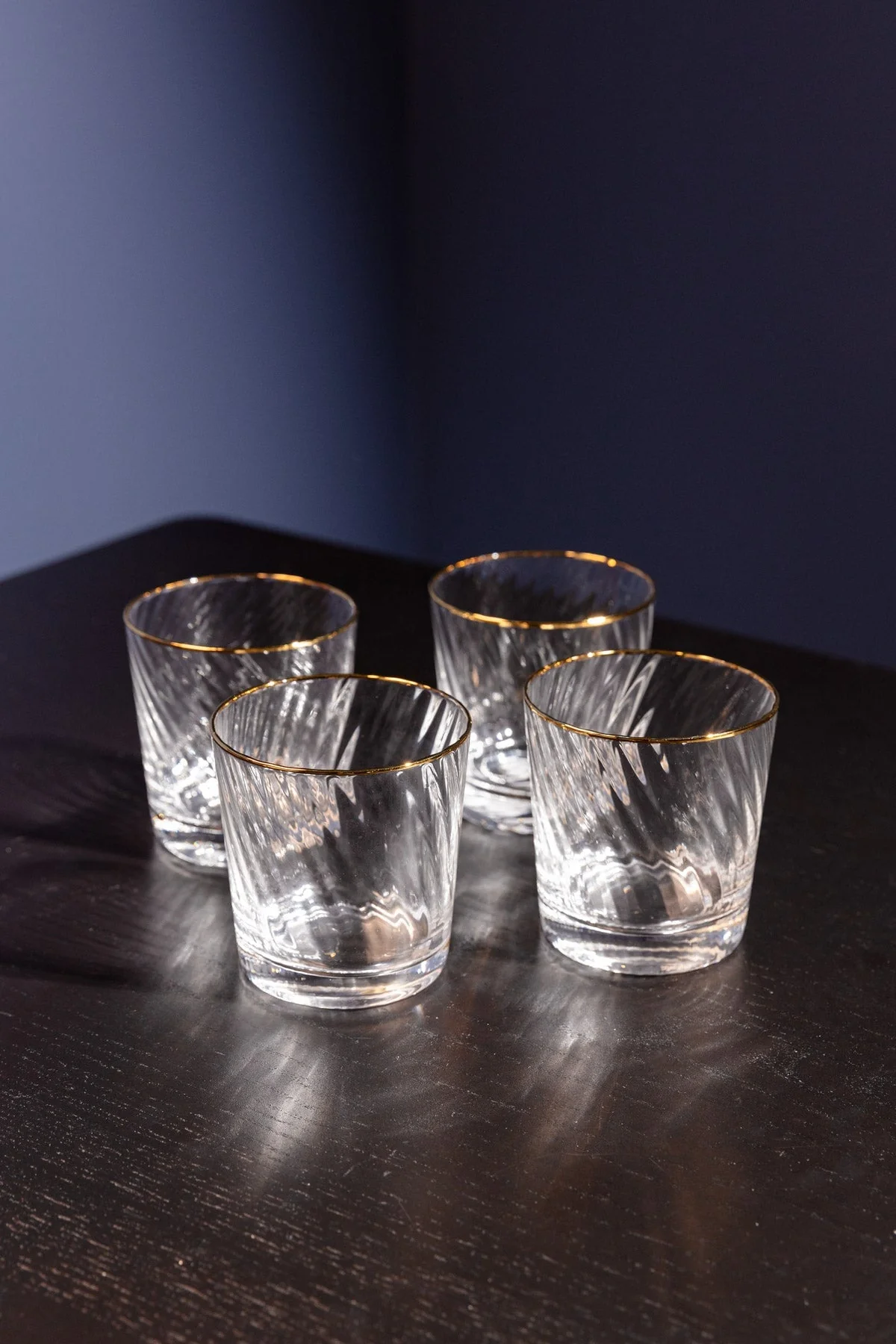 Set Of 4 Aster Gold Trimmed Water Glass