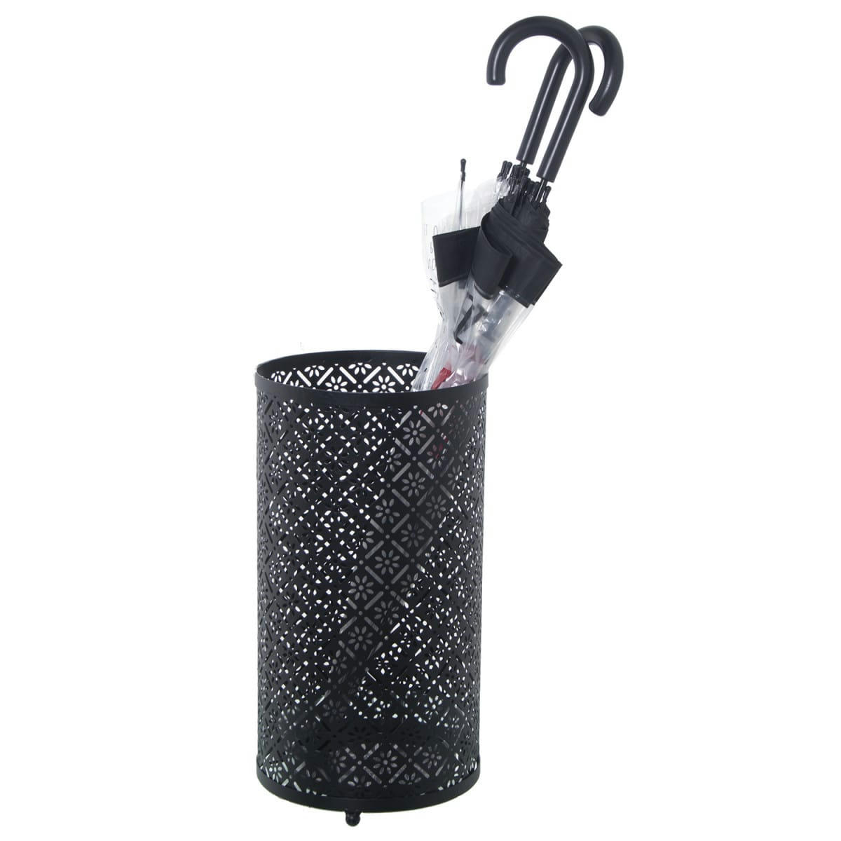- Porte parapluie rond en métal ajouré noir 24x45cm