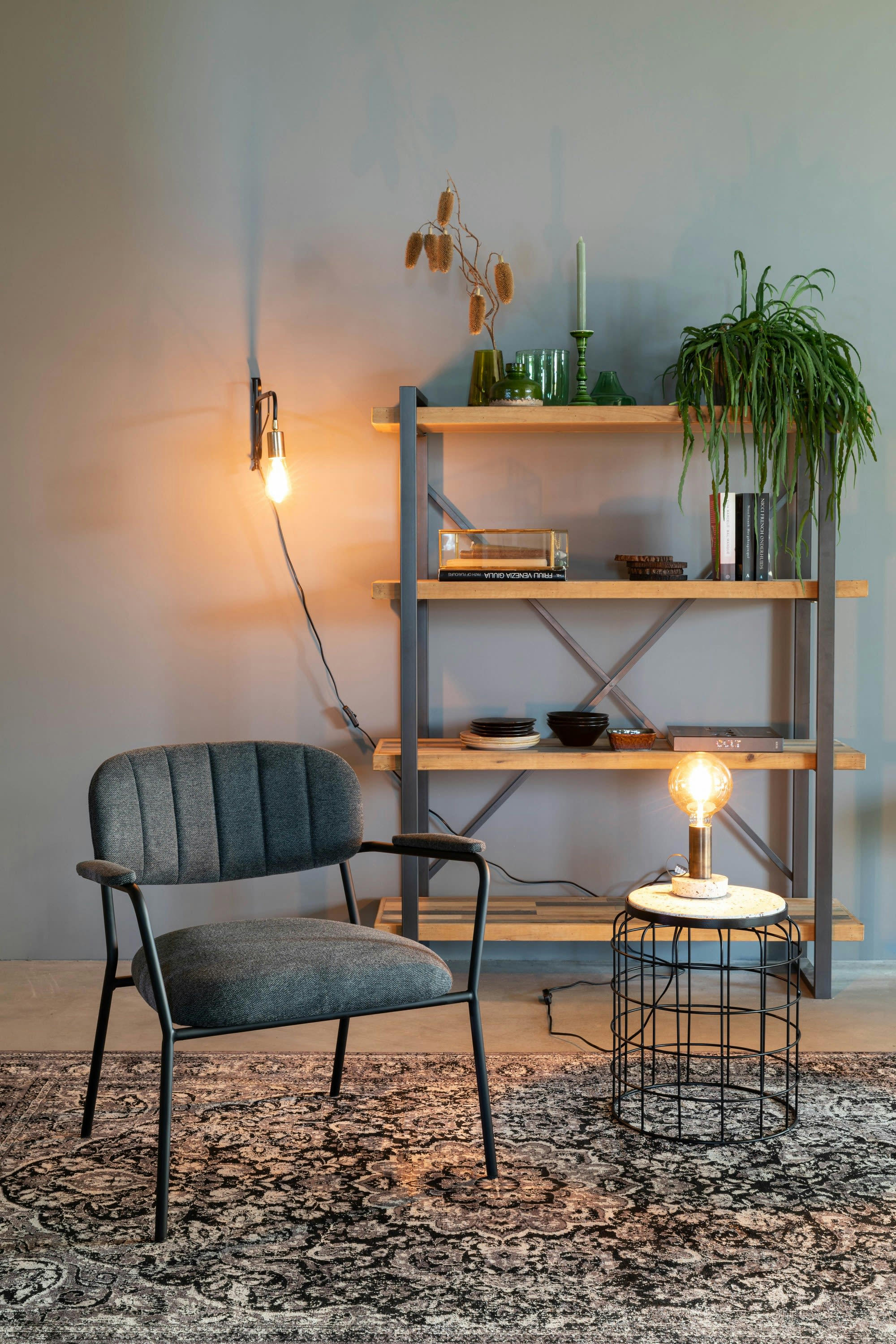 LAZY - Fauteuil lounge en tissu gris foncé