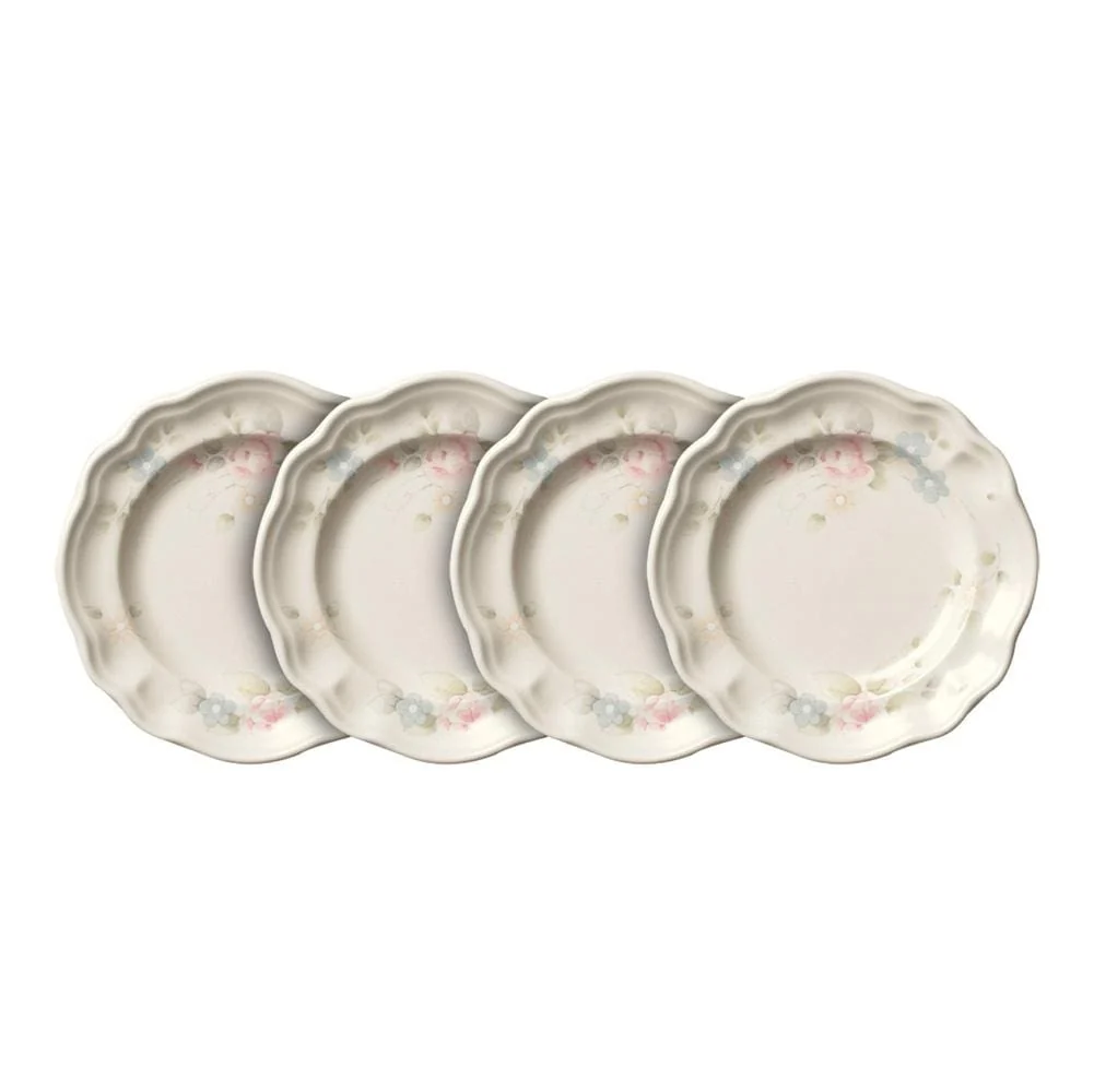 Tea Rose Set of 4 Dessert Plates