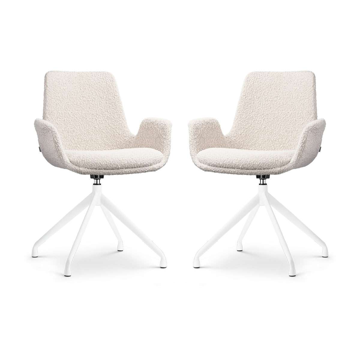 Nolon Nola-Eef Draaibare Eetkamerstoelen Bouclé Beige - Wit - 2x
