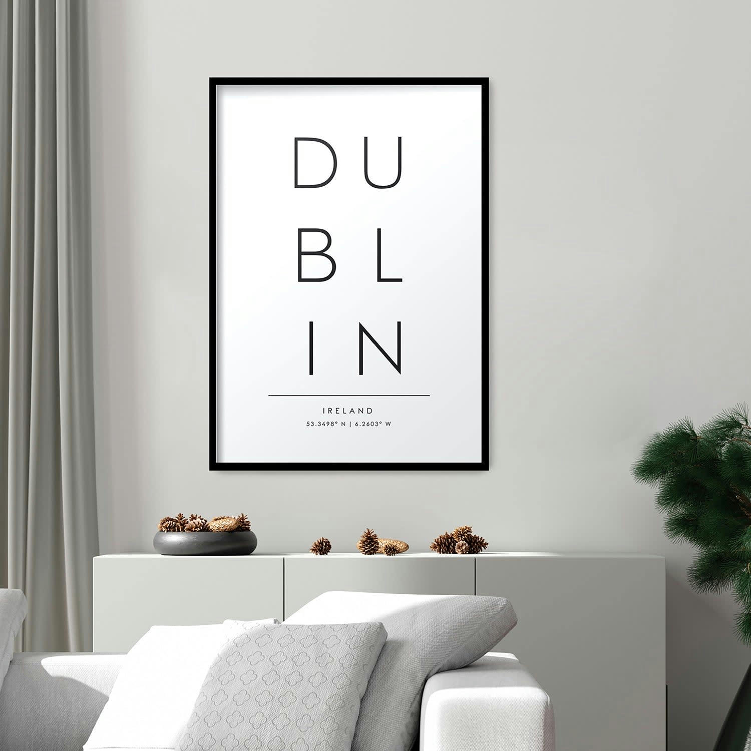 CIUDADES - Affiche avec cadre noir - Dublin - 30x40
