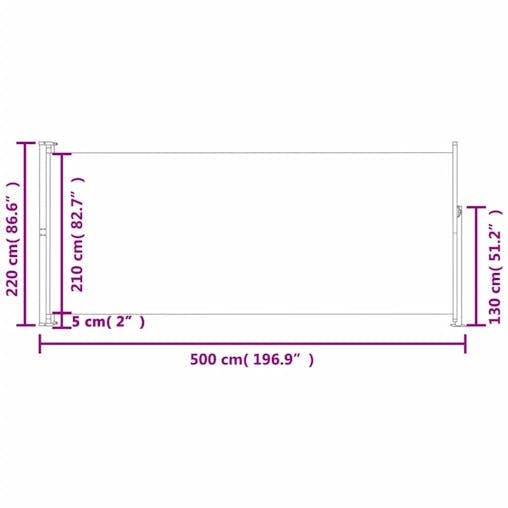 NNEVL Patio Retractable Side Awning 220x500cm Grey