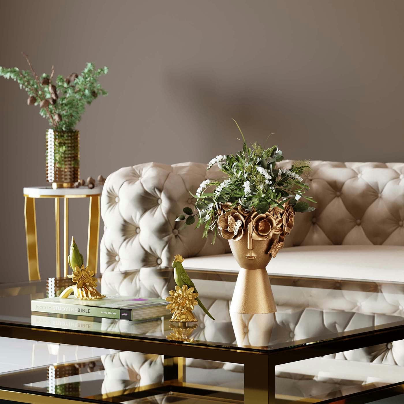 FLOWERCROWN - Vase doré couronne fleurs 30cm Kare Design