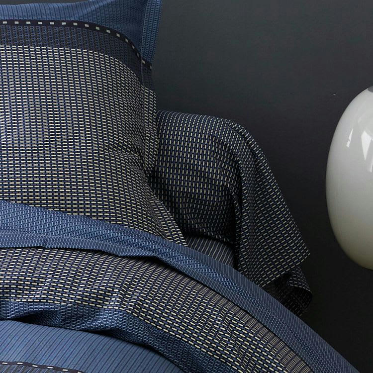 ENZO - Taie de traversin en satin de coton coton bleu foncé  x