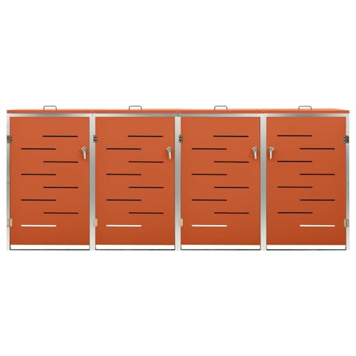 NNEVL Quadruple Wheelie Bin Shed 276.5x77.5x115.5 cm Stainless Steel